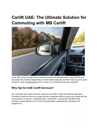 Carlift UAE_ The Ultimate Solution for Commuting with MB Carlift