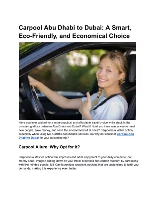 Carpool Abu Dhabi to Dubai_ A Smart, Eco-Friendly, and Economical Choice