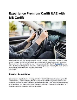 Experience Premium Carlift UAE with MB Carlift