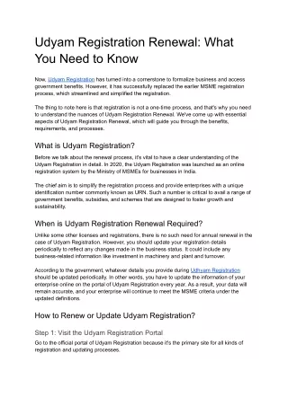 Udyam Registration Renewal_ What You Need to Know