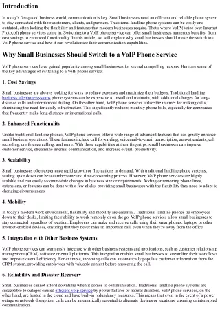 Why Small Businesses Should Switch to a VoIP Phone Service