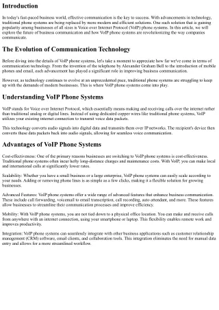 The Future of Business Communication: VoIP Phone Systems