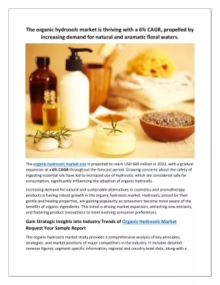 Organic Hydrosols Market