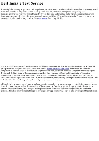 Ideal Inmate Textual content Support