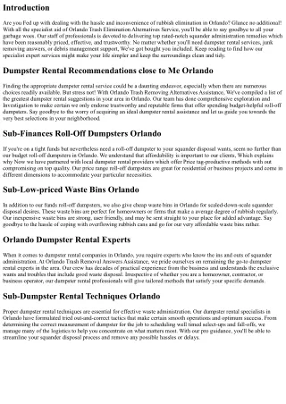 Orlando Trash Removing Remedies Provider: Say Goodbye to Rubbish Hassles with Pr