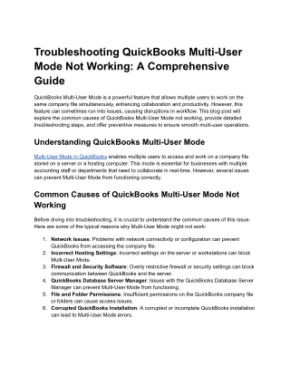 Troubleshooting QuickBooks Multi-User Mode Not Working_ A Comprehensive Guide