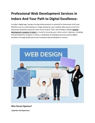 Professional Web Development Services in Indore And Your Path to Digital Excellence