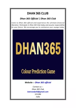 Dhan 365 Official  Dhan 365 Club