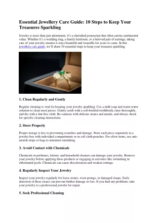 Essential Jewellery Care Guide