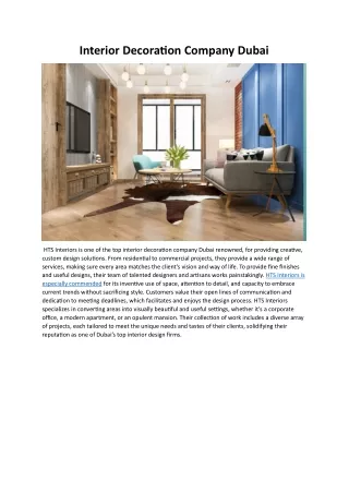 Interior Decoration Company Dubai