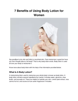 7 Benefits of Using Body Lotion for Women