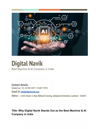 Best Machine & AI Company in India