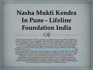 Vyasan Mukti Kendra In Pune - Lifeline Foundation India