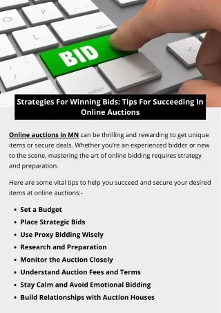 Strategies For Winning Bids: Tips For Succeeding In Online Auctions