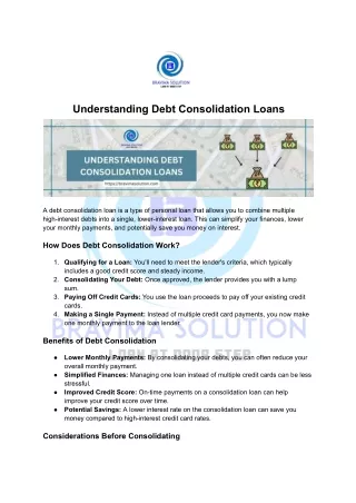 Understanding Debt Consolidation Loans