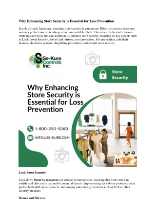 The Importance of Store Security for Effective Loss Prevention