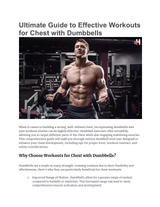 Ultimate Guide to Effective Workouts for Chest with Dumbbells