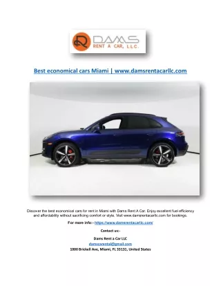 Best economical cars Miami | www.damsrentacarllc.com