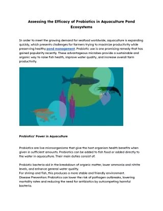 Assessing the Efficacy of Probiotics in Aquaculture Pond Ecosystems