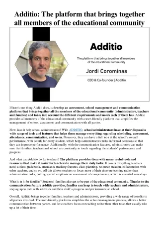 Additio: The platform that brings together members of the educational community