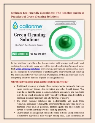 Green cleaning solutions