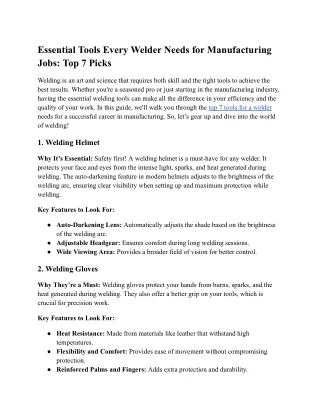 Essential Tools Every Welder Needs for Manufacturing Jobs_ Top 7 Picks