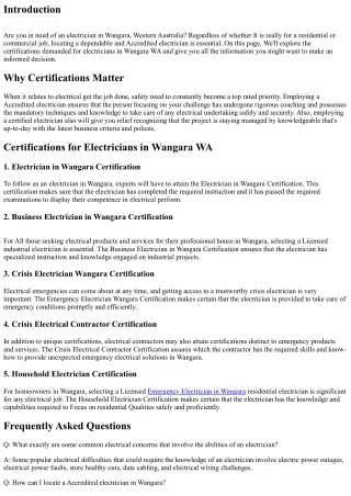 Certifications for Electricians in Wangara WA: What You have to know