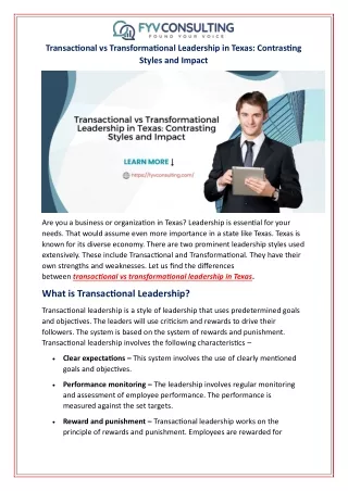 Transactional vs Transformational Leadership in Texas: Contrasting Styles and Im