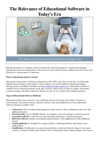 The Relevance of Educational Software in Today's era