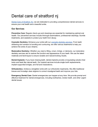 Dental care of stratford nj