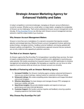 Strategic Amazon Marketing Agency for Enhanced Visibility and Sales