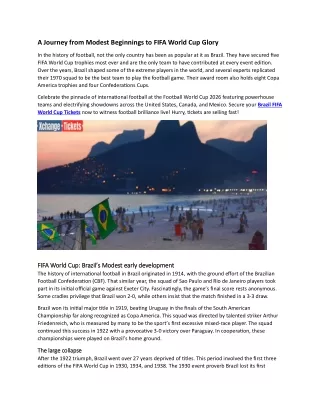 A Journey from Modest Beginnings to FIFA World Cup Glory