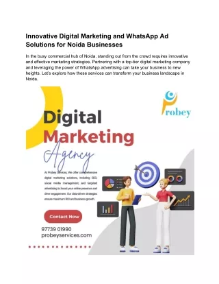 Innovative Digital Marketing and WhatsApp Ad Solutions for Noida Businesses