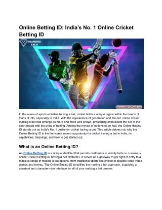 Online Betting ID_ India’s No. 1 Online Cricket Betting ID