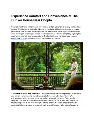Experience Comfort and Convenience at The Bunker House Near Chopta