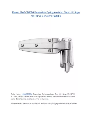 Kason 1248-000004 Reversible Spring Assisted Cam Lift Hinge 10-1/8" X 5-21/32" |