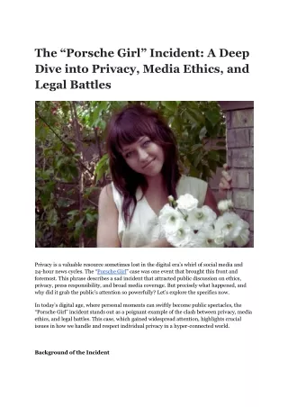 The “Porsche Girl” Incident_ A Deep Dive into Privacy, Media Ethics, and Legal Battles