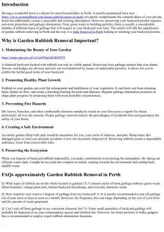Garden Rubbish Removal in Perth: Keeping Your Garden Pristine