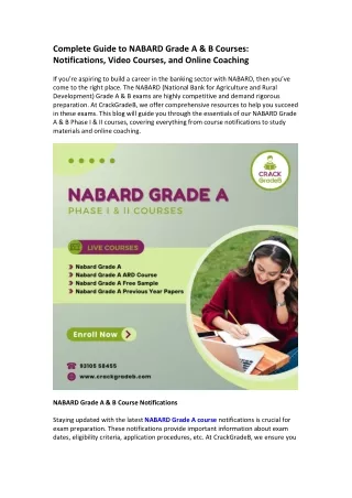 Complete Guide to NABARD Grade A & B Courses Notifications, Video Courses, and Online Coaching