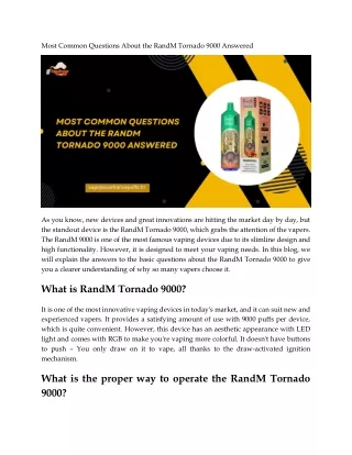 Most Common Questions About the RandM Tornado 9000 Answered