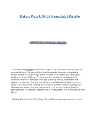 Bakers Pride U1043X Nameplate _ PartsFe