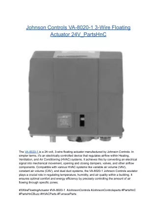 Johnson Controls VA-8020-1 3-Wire Floating Actuator 24V_PartsHnC