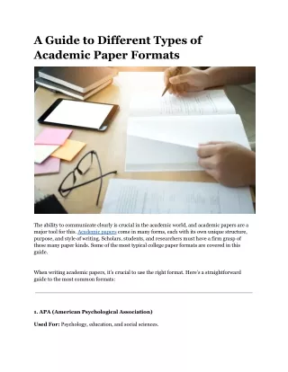 A Guide to Different Types of Academic Paper Formats