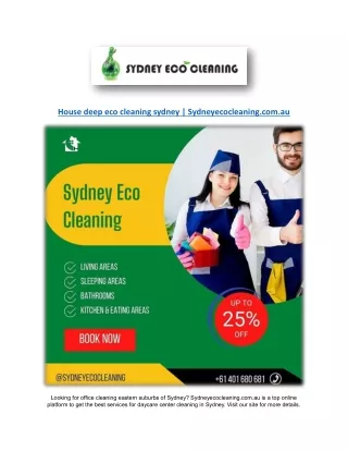 House deep eco cleaning sydney | Sydneyecocleaning.com.au