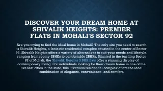 Discover Your Dream Home at Shivalik Heights