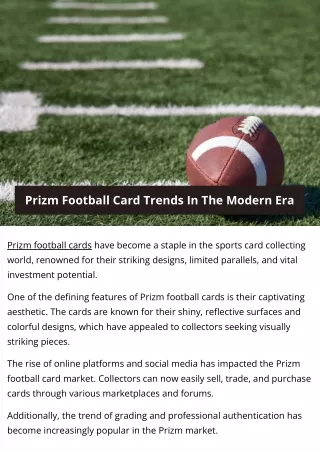 Prizm Football Card Trends In The Modern Era