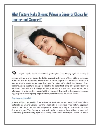 What Factors Make Organic Pillows a Superior Choice for Comfort and Support?