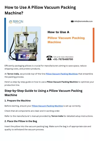 How to Use A Pillow Vacuum Packing Machine