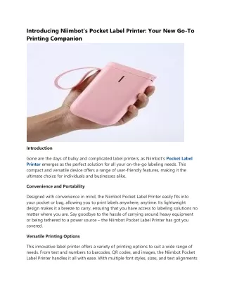 Niimbot: Portable Bluetooth Label Printers for Easy, On-the-Go Labeling