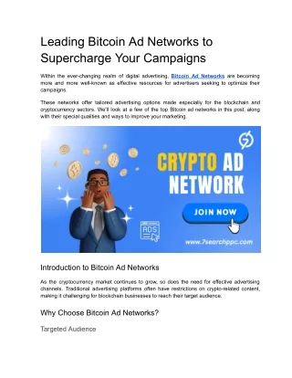 Leading Bitcoin Ad Networks to Supercharge Your Campaigns